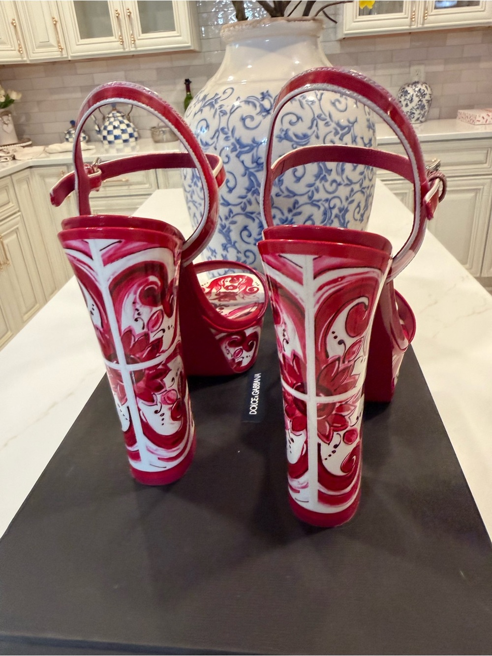 Dolce & Gabbana Pink and White Baroque Platform Sandals - Picture 3 of 6